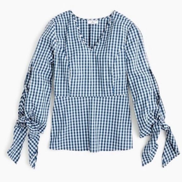 Universal Standard for J Crew poplin blue and white gingham top size‎ small - Picture 1 of 17